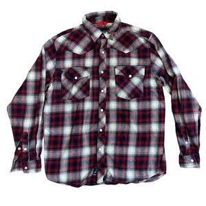 AW Outfitters Men’s Red/Black L/S Flannel Snap Buttons Medium